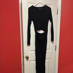 Elegant Black Cut-Out Dress